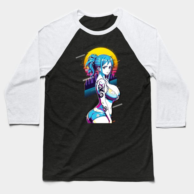 One Piece Nami Retro Art Baseball T-Shirt by SiksisArt